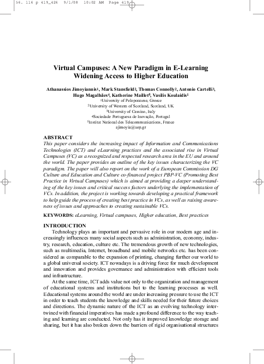 (PDF) Virtual Campuses: A New Paradigm in E-Learning Widening Access to ...