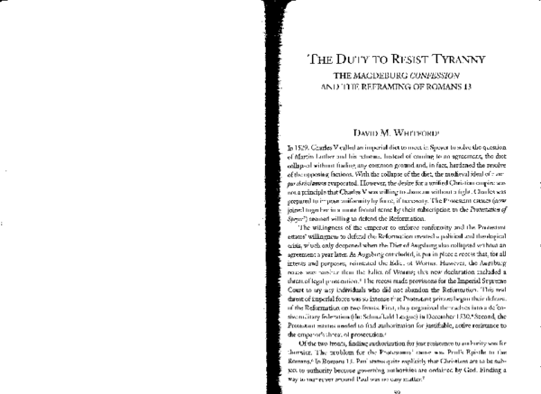 (PDF) “The Duty to Resist: The Magdeburg Confession and the Reframing