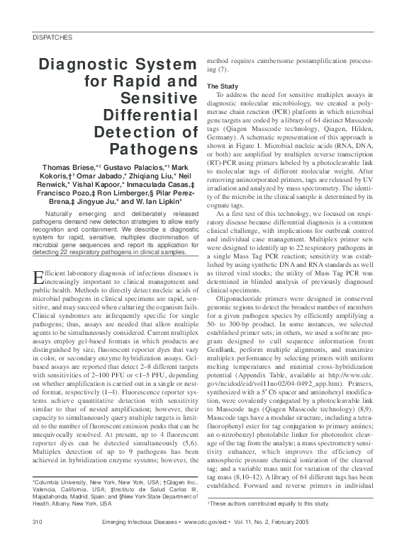 (PDF) Diagnostic System for Rapid and Sensitive Differential Detection ...