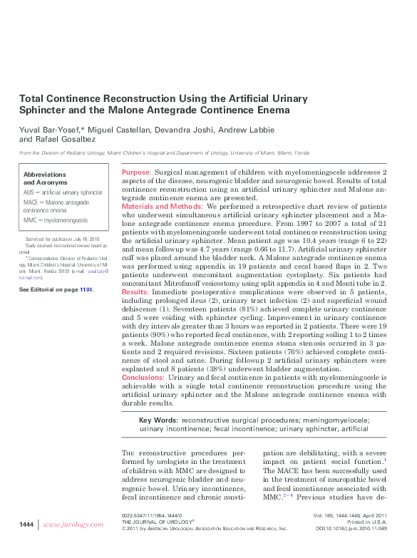 Mace Malone Antegrade Continence Enema