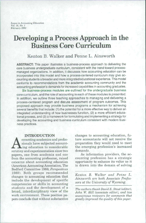 (PDF) Developing a Process Approach in the Business Core Curriculum