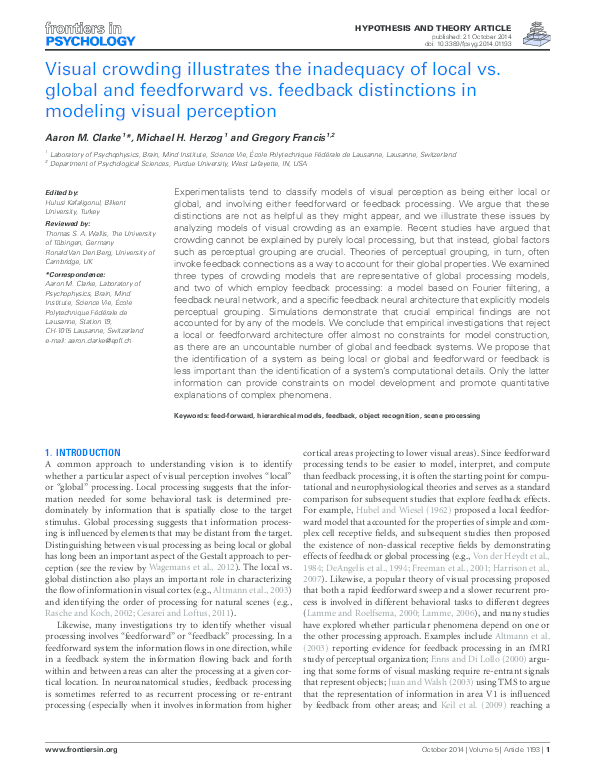 (PDF) Visual crowding illustrates the inadequacy of local vs. global ...