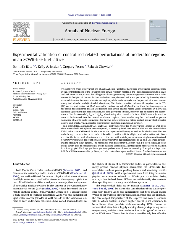 (PDF) Experimental validation of control rod related perturbations of ...