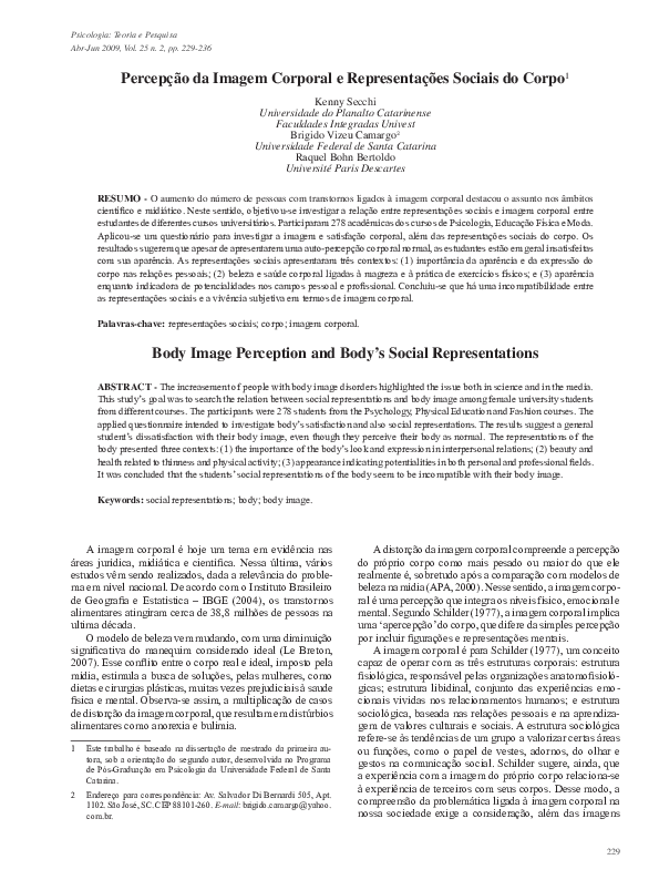 (PDF) Body image perception and body's social representations