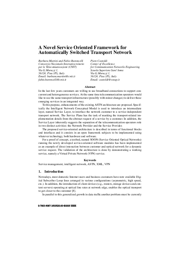 (PDF) A novel service oriented framework for automatically switched ...