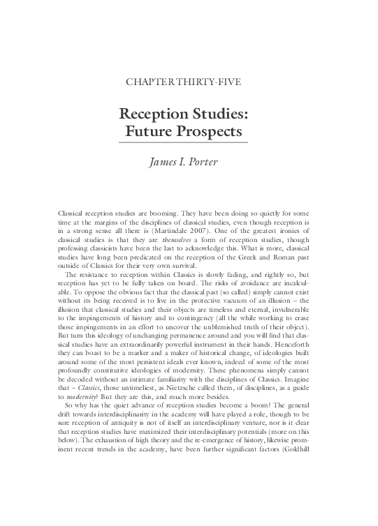 (PDF) Reception Studies Future Prospects James I. Porter Academia.edu