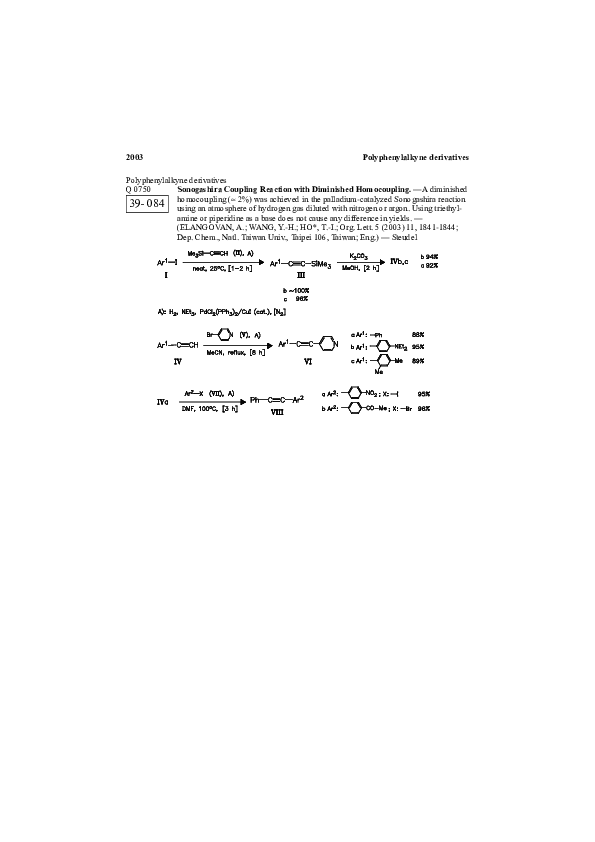 (PDF) Sonogashira Coupling Reaction with Diminished Homocoupling A