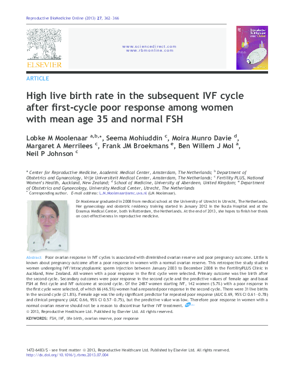 (PDF) High live birth rate in the subsequent IVF cycle after first ...