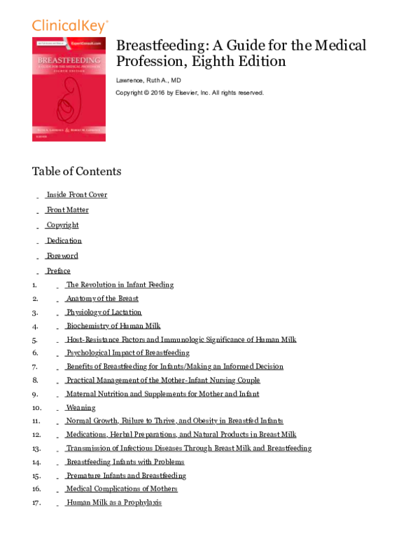 (PDF) Breastfeeding A Guide for the Medical Profession, Eighth Edition