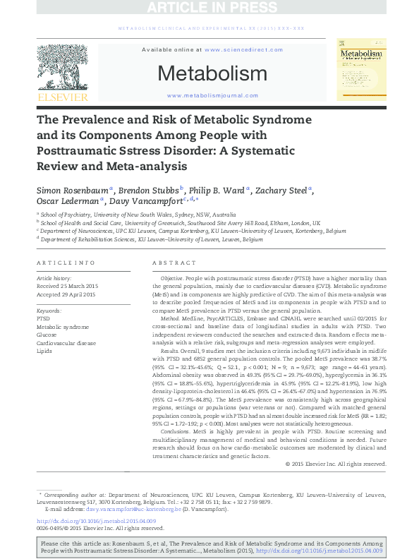 (PDF) The prevalence and risk of metabolic syndrome and its components ...