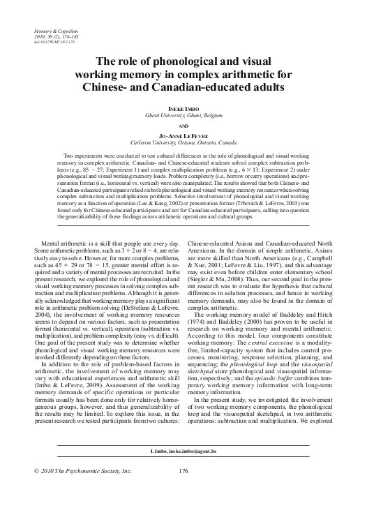 (PDF) The role of phonological and visual working memory in complex ...
