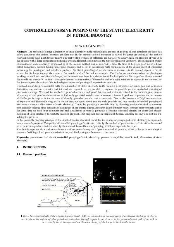 (PDF) CONTROLLED PASSIVE PUMPING OF THE STATIC ELECTRICITY IN PETROL ...