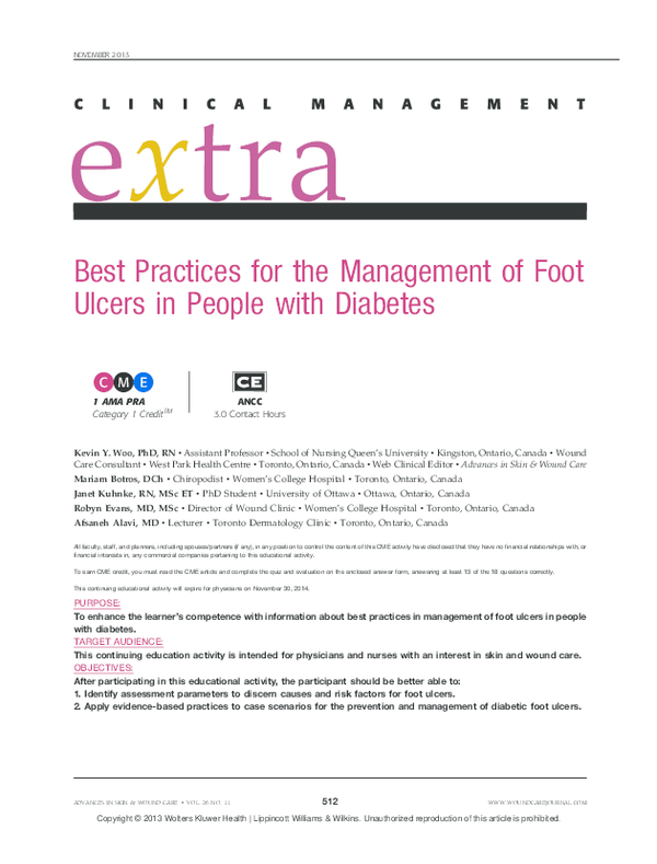 (PDF) Best Practices for the Management of Foot Ulcers in People with ...