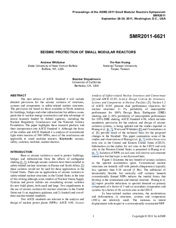 (PDF) Seismic Protection of Small Modular Reactors
