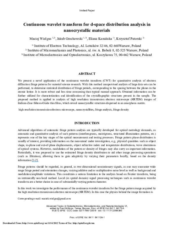 (PDF) Continuous wavelet transform for d-space distribution analysis in ...