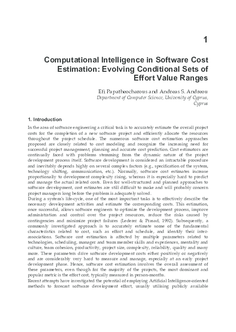 (PDF) Computational Intelligence in Software Cost Estimation: Evolving ...