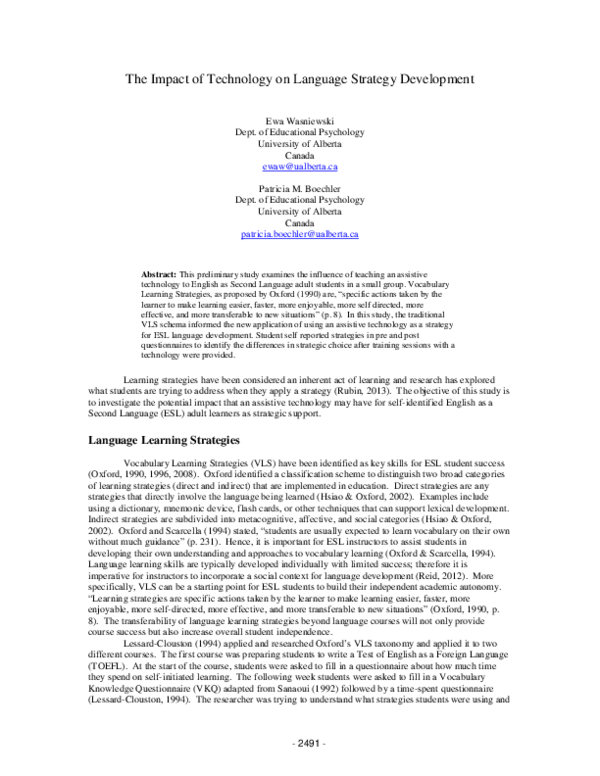 (PDF) The Impact of Technology on Language Strategy Development