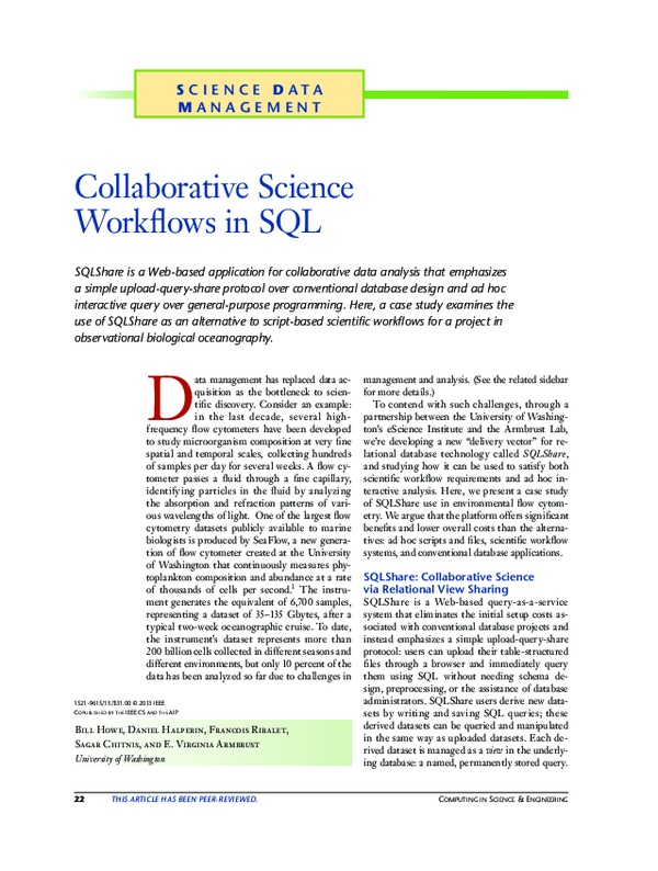 (PDF) Collaborative Science Workflows in SQL