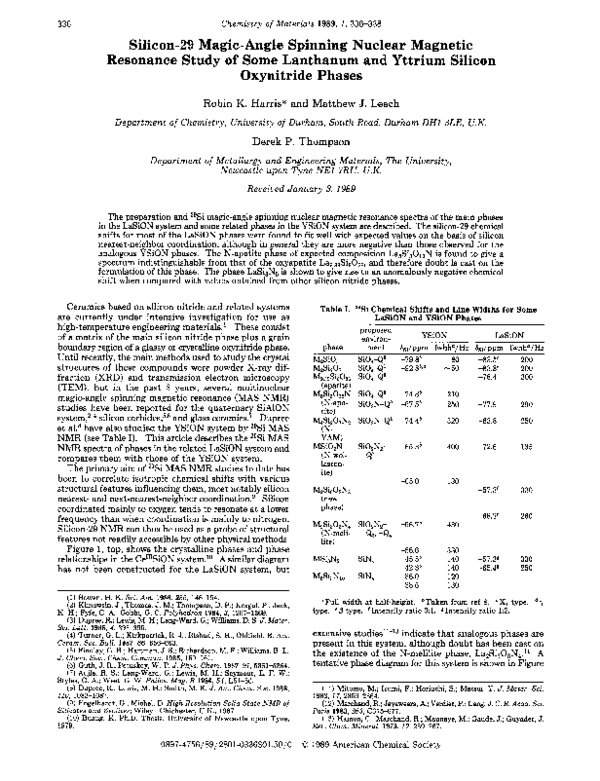 (PDF) Silicon-29 Magic Angle Spinning Nuclear Magnetic Resonance Study ...