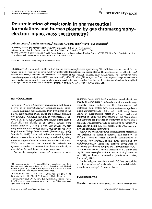 (PDF) Determination of melatonin in pharmaceutical formulations and