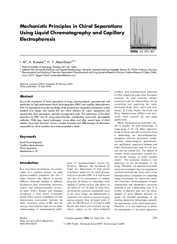 (PDF) Mechanistic Principles in Chiral Separations Using Liquid ...