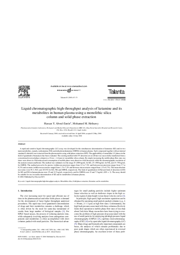 (PDF) Liquid chromatographic high-throughput analysis of ketamine and ...