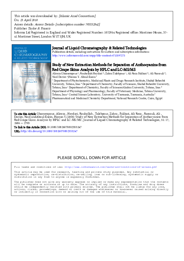 (PDF) Study of New Extraction Methods for Separation of Anthocyanins ...