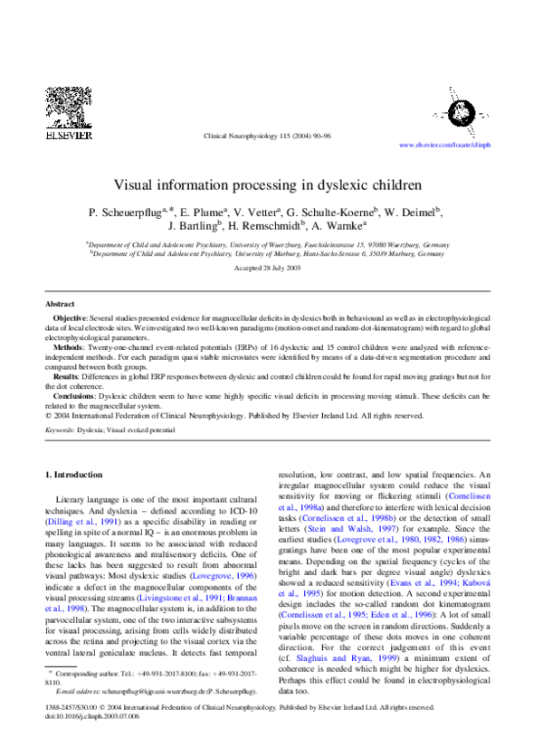 (PDF) Visual information processing in dyslexic children