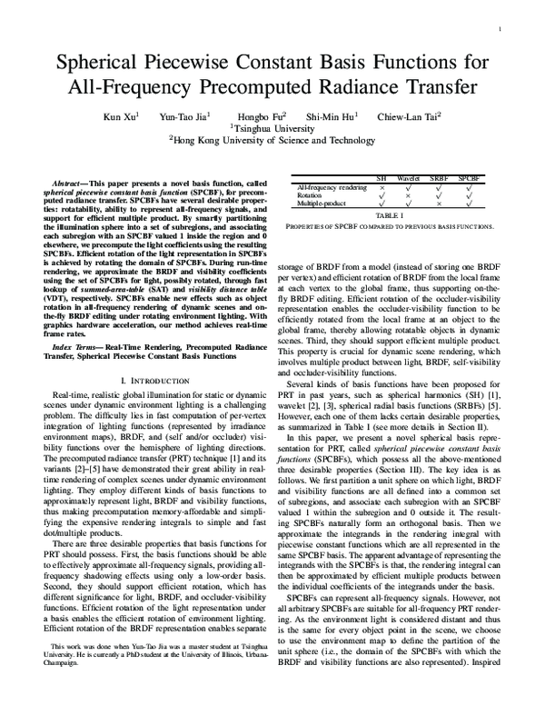 (PDF) Spherical Piecewise Constant Basis Functions for All-Frequency ...