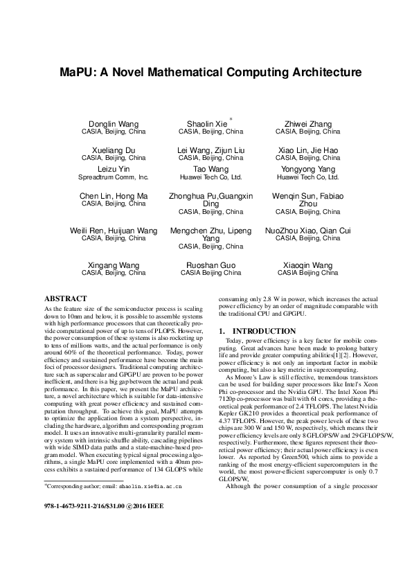  pdf mapu a novel mathematical computing architecture