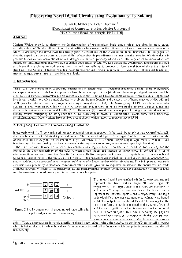 (PDF) Discovering Novel Digital Circuits Using Evolutionary Techniques