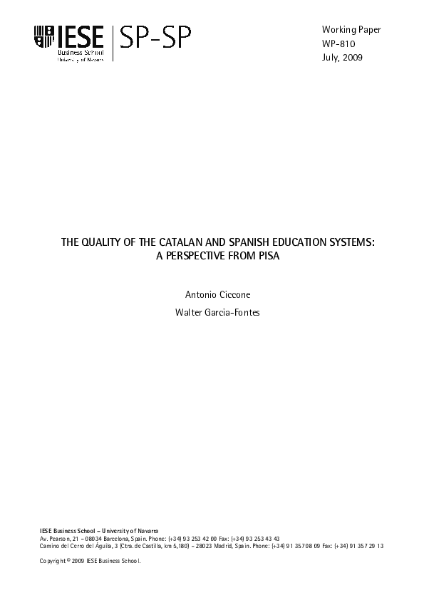(PDF) The quality of the Catalan and Spanish education systems A