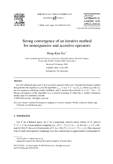 (PDF) Strong convergence of an iterative method for nonexpansive ...