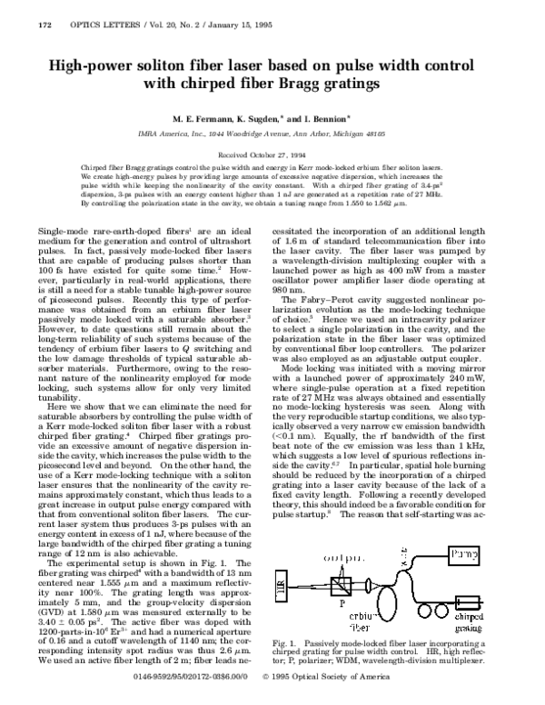 (PDF) High-power soliton fiber laser based on pulse width control with ...
