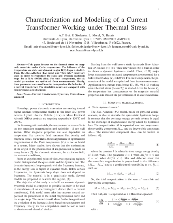 (PDF) Characterization and Modeling of a Current Transformer Working ...