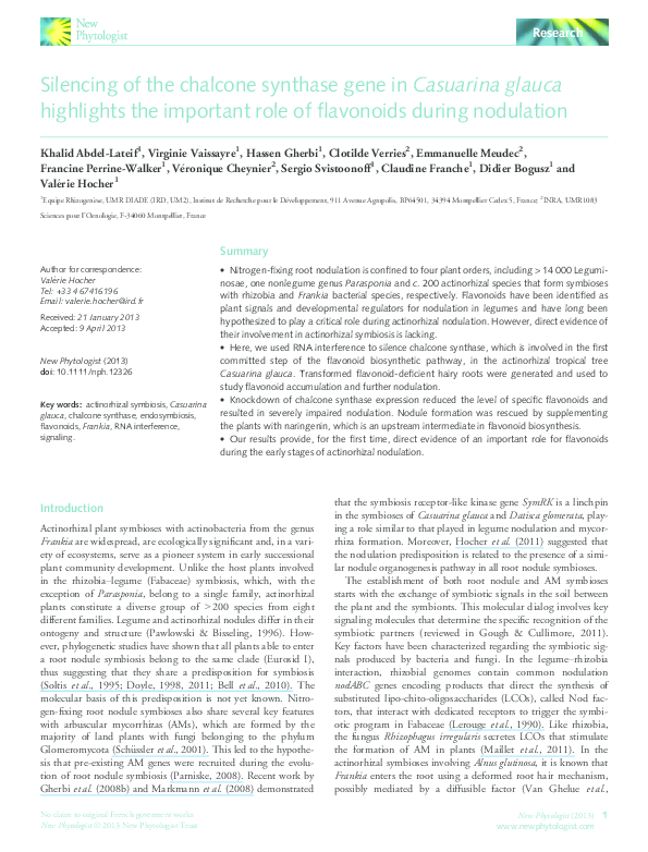 (PDF) Silencing of the chalcone synthase gene in Casuarina glauca ...