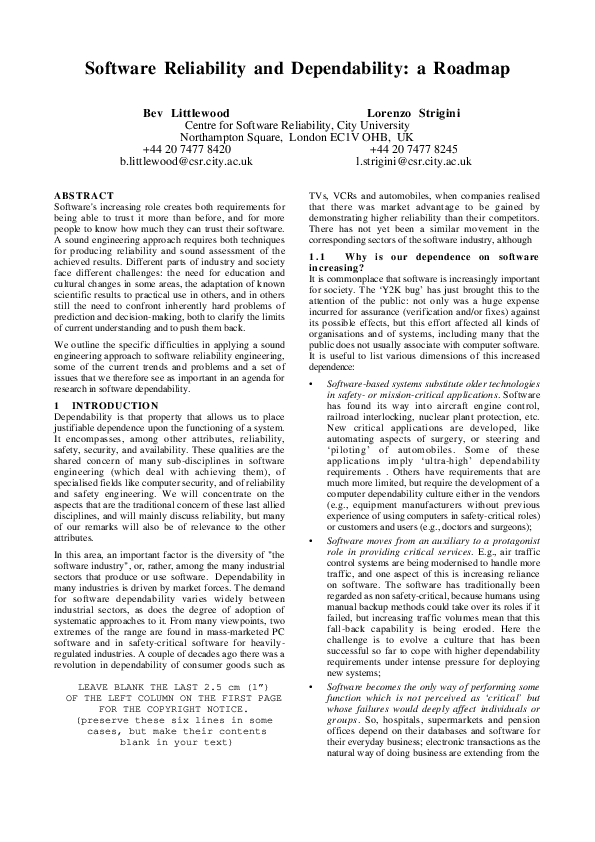 Software reliability requirements picture