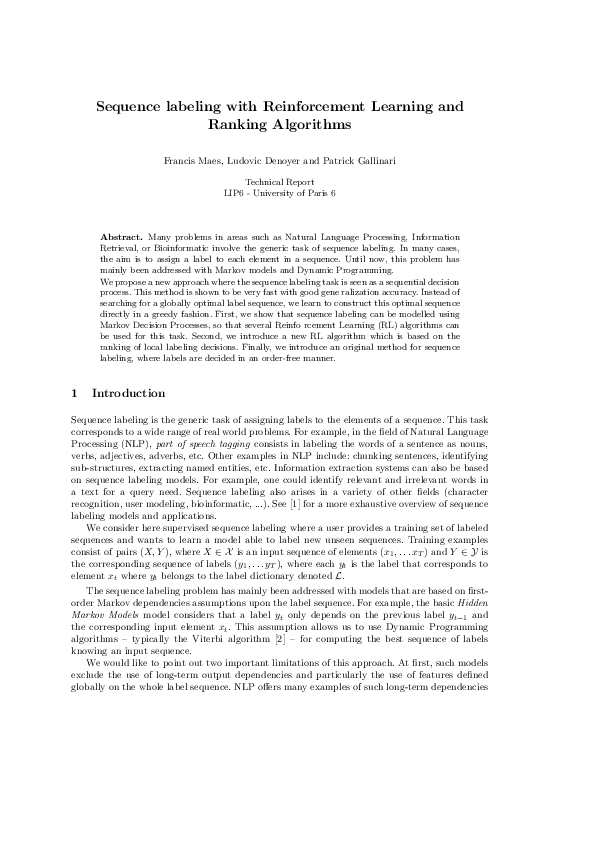 (PDF) Sequence labeling with Reinforcement Learning and Ranking ...