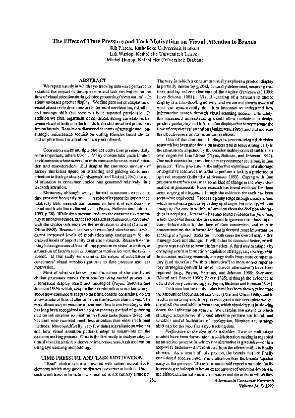 (PDF) The effect of time pressure and task motivation on visual ...