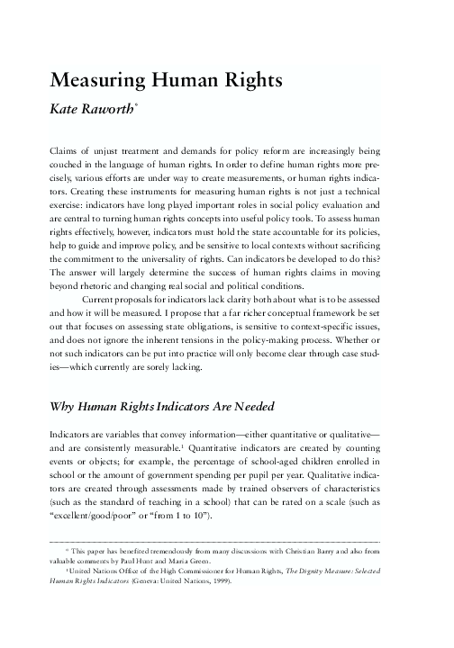 (PDF) Measuring Human Rights Kate Raworth Academia.edu