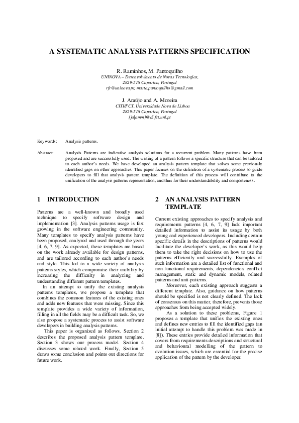 (PDF) A systematic analysis patterns specification