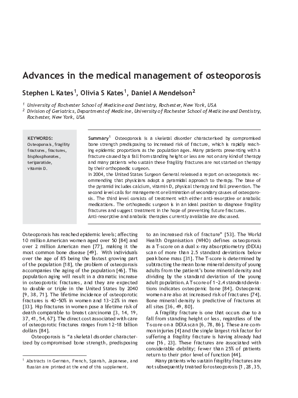 (PDF) Advances in the medical management of osteoporosis