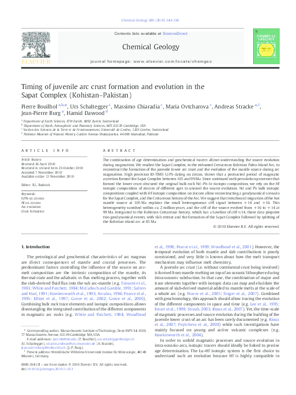 (PDF) Timing of juvenile arc crust formation and evolution in the Sapat ...