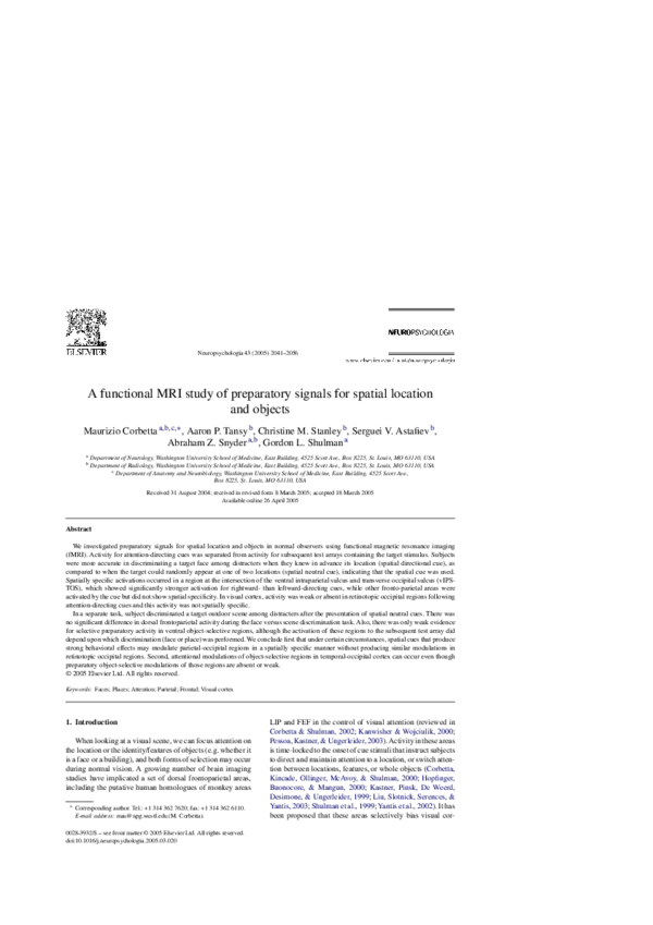 (PDF) A functional MRI study of preparatory signals for spatial ...