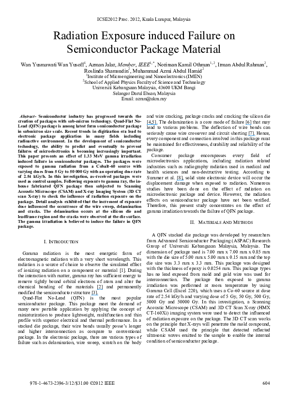 (PDF) Radiation exposure induced failure on semiconductor package material