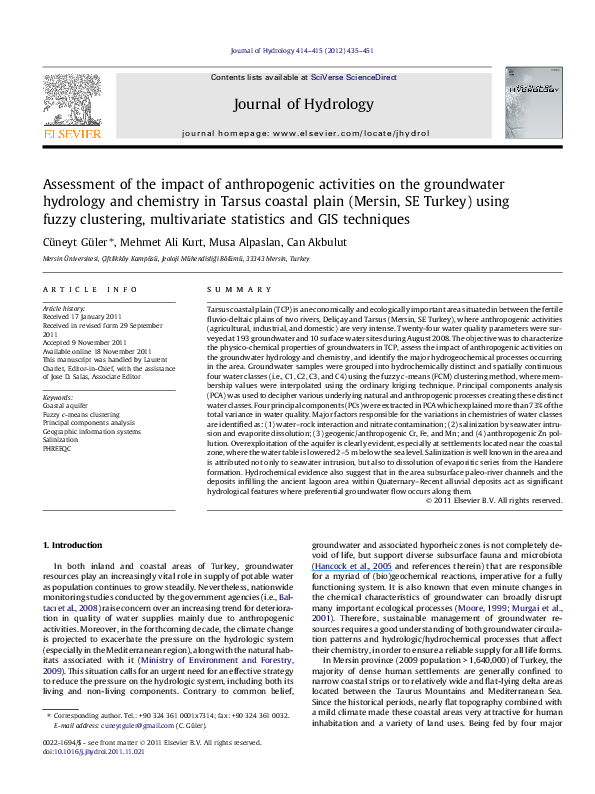(PDF) Assessment of the impact of anthropogenic activities on the ...