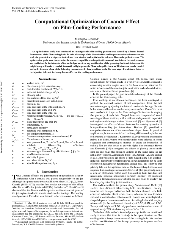 Computational Optimization of Coanda Effect on FilmCooling Performance