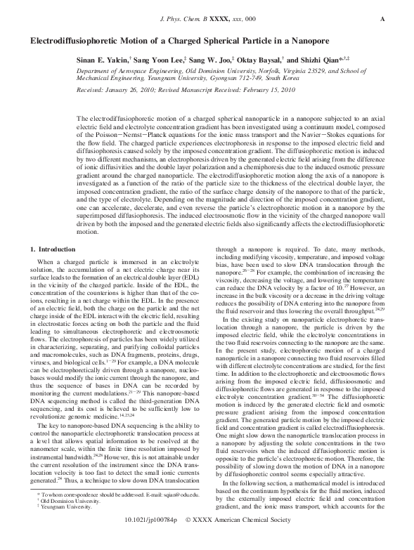 (PDF) Electrodiffusiophoretic Motion of a Charged Spherical Particle in ...