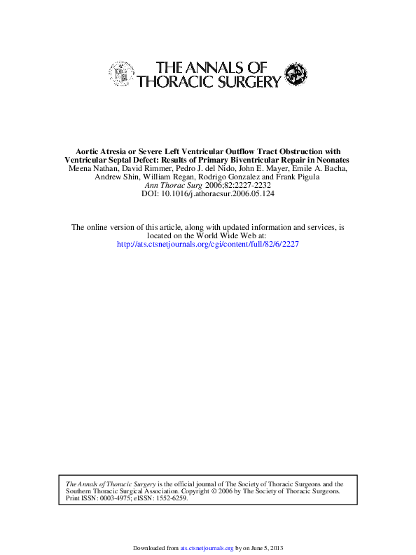(PDF) Aortic Atresia or Severe Left Ventricular Outflow Tract ...
