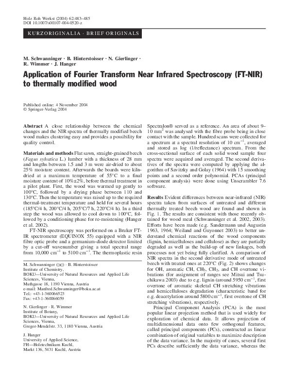 (PDF) Application of Fourier Transform Near Infrared Spectroscopy (FT ...